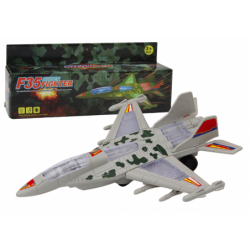 Military Fighter F35 sõidutuled kõlavad hallilt