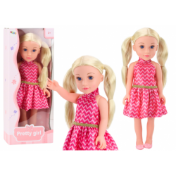 Nukk Roosa Kleit Ponytails Blondid Juuksed Suur...